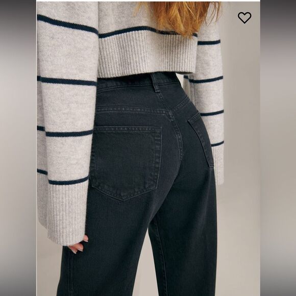 Reformation Val 90s Mid Rise Straight Jeans Black 30 - Picture 9 of 10
